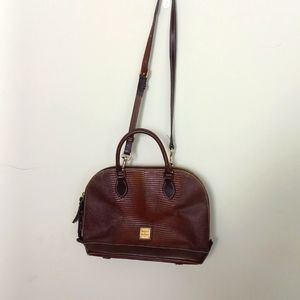 DOONEY & BOURKE Zip Zip Leather Satchel Lizard Embossed Purse